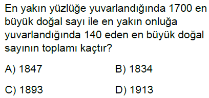 5.Sınıf Doğal Sayılarla Toplama ve Çıkarma Zihinden İşlemler Online Test