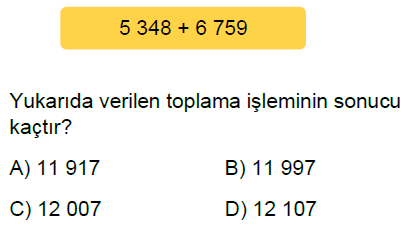 5.Sınıf Doğal Sayılarla Toplama ve Çıkarma İşlemi Online Test