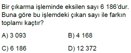 5.Sınıf Doğal Sayılarla Toplama ve Çıkarma İşlemi Online Test