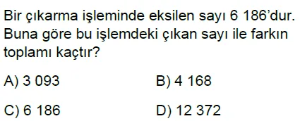 5.Sınıf Doğal Sayılarla Toplama ve Çıkarma İşlemi Online Test