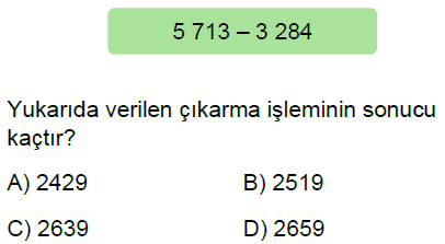 5.Sınıf Doğal Sayılarla Toplama ve Çıkarma İşlemi Online Test