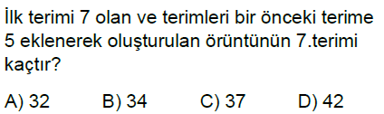 5.Sınıf Örüntüler Online Test