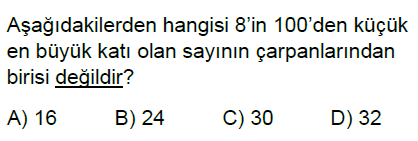 6.Sınıf Çarpanlar ve Katlar Online Test