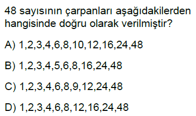 6.Sınıf Çarpanlar ve Katlar Online Test