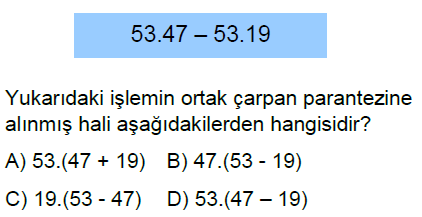 6.Sınıf Dağılma Özelliği ve Ortak Çarpan Online Test