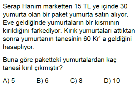 6.Sınıf Doğal Sayı Problemleri Online Test