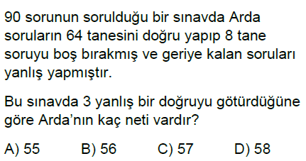 6.Sınıf Doğal Sayı Problemleri Online Test