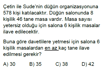 6.Sınıf Doğal Sayı Problemleri Online Test