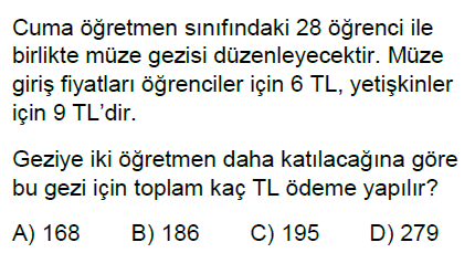 6.Sınıf Doğal Sayı Problemleri Online Test