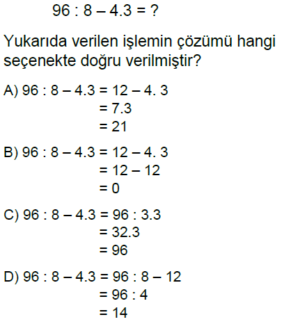 6.Sınıf İşlem Önceliği Online Test