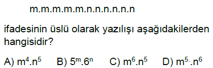 6.Sınıf Üslü İfadeler Online Test