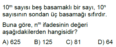 6.Sınıf Üslü İfadeler Online Test