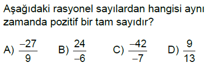 7.Sınıf Rasyonel Sayılar Online Test