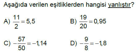 7.Sınıf Rasyonel Sayılar Online Test