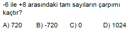 7.Sınıf Tam Sayılarla Çarpma ve Bölme İşlemi Online Test