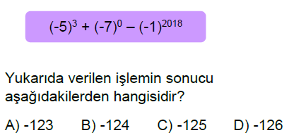 7.Sınıf Tam Sayılarla Çarpma ve Bölme İşlemi Online Test