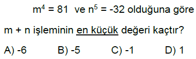 7.Sınıf Tam Sayılarla Çarpma ve Bölme İşlemi Online Test