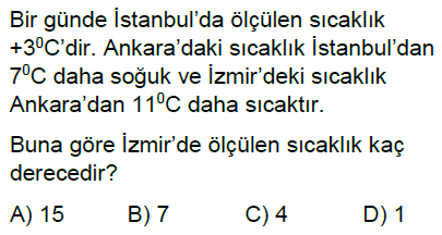 7.Sınıf Tam Sayılarla Toplama ve Çıkarma İşlemi Online Test