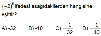 8.Sınıf Tam Sayıların Tam Sayı Kuvvetleri Online Test