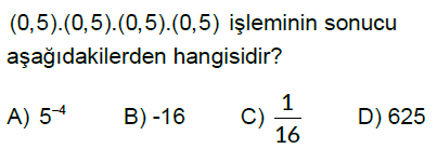 8.Sınıf Tam Sayıların Tam Sayı Kuvvetleri Online Test