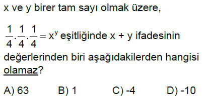 8.Sınıf Tam Sayıların Tam Sayı Kuvvetleri Online Test