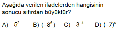 8.Sınıf Tam Sayıların Tam Sayı Kuvvetleri Online Test