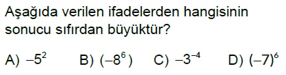 8.Sınıf Tam Sayıların Tam Sayı Kuvvetleri Online Test
