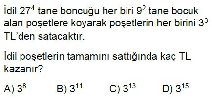 8.Sınıf Üslü İfadelerle İşlemler Online Test