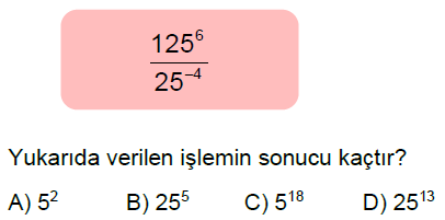 8.Sınıf Üslü İfadelerle İşlemler Online Test