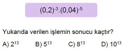 8.Sınıf Üslü İfadelerle İşlemler Online Test