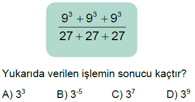 8.Sınıf Üslü İfadelerle İşlemler Online Test