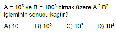 8.Sınıf Üslü İfadelerle İşlemler Online Test