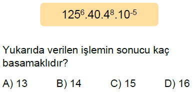 8.Sınıf Üslü İfadelerle İşlemler Online Test