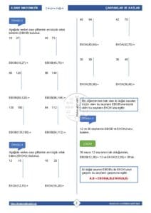 8.Sınıf EBOB - EKOK Çalışma Kağıdı
