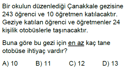 5.Sınıf Bölme İşleminde Kalanı Yorumlama ve Çarpma Bölme İlişkisi Online Test