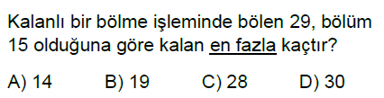 5.Sınıf Bölme İşleminde Kalanı Yorumlama ve Çarpma Bölme İlişkisi Online Test