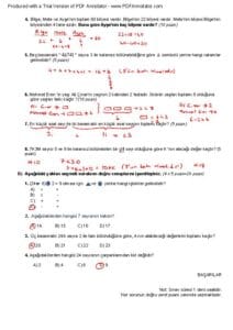 6.Sınıf Matematik 1.Dönem 1.Yazılı Soruları