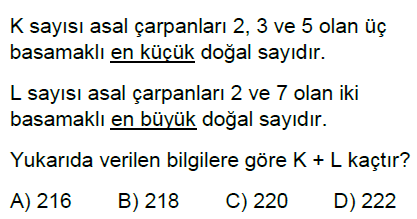 6.Sınıf Asal Sayılar ve Asal Çarpanlar Online Test