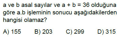 6.Sınıf Asal Sayılar ve Asal Çarpanlar Online Test