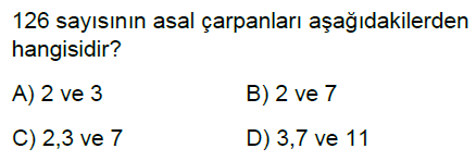 6.Sınıf Asal Sayılar ve Asal Çarpanlar Online Test