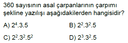 6.Sınıf Asal Sayılar ve Asal Çarpanlar Online Test