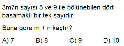 6.Sınıf Bölünebilme Kuralları Online Test