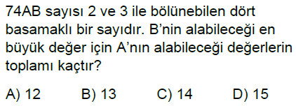 6.Sınıf Bölünebilme Kuralları Online Test