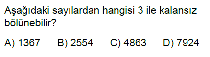 6.Sınıf Bölünebilme Kuralları Online Test