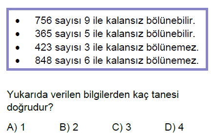 6.Sınıf Bölünebilme Kuralları Online Test