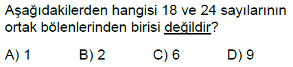 6.Sınıf Ortak Bölen Ortak Kat Online Test