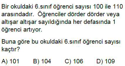 6.Sınıf Ortak Bölen Ortak Kat Online Test