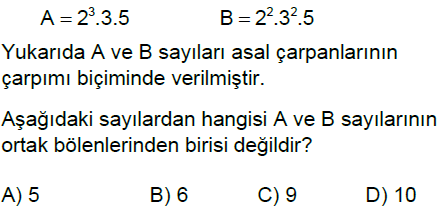 6.Sınıf Ortak Bölen Ortak Kat Online Test