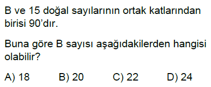 6.Sınıf Ortak Bölen Ortak Kat Online Test