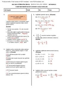 7.Sınıf Matematik 1.Dönem 1.Yazılı Soruları
